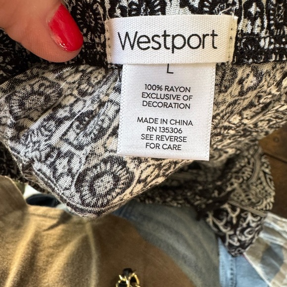 NWT Westport Black & White Print Boho Maxi Skirt Womens size Large - Picture 5 of 5